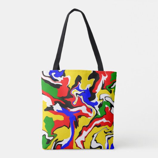 Rood, geel, zwart, blauw en groen tote bag (Achterkant)
