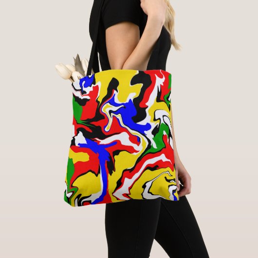 Rood, geel, zwart, blauw en groen tote bag (Dichtbij)