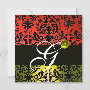 ROOD GEEL ZWART DAMAST MONOGRAM Topaas Kaart