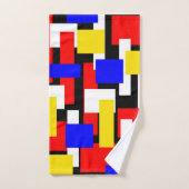 Rood, Geel, Zwart en Blauw Geometrisch Bad Handdoek (Handdoek)