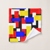 Rood, Geel, Zwart en Blauw Geometrisch Bad Handdoek (Wasdoekje)