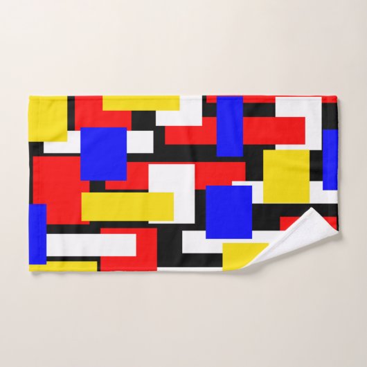 Rood, Geel, Zwart en Blauw Geometrisch Bad Handdoek (Handdoek)