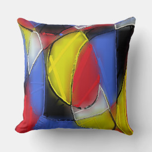 Rood, Geel, Zwart en Blauw hoofdkussen Kussen