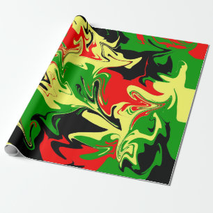 Rood, geel, zwart en groen cadeaupapier