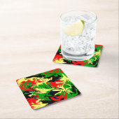 Rood, geel, zwart en groen kartonnen onderzetters (Insitu)