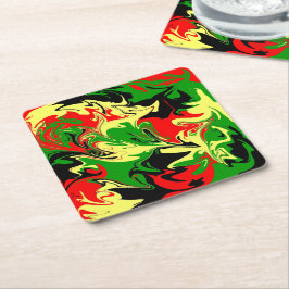 Rood, geel, zwart en groen kartonnen onderzetters