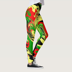 Rood, geel, zwart en groen leggings