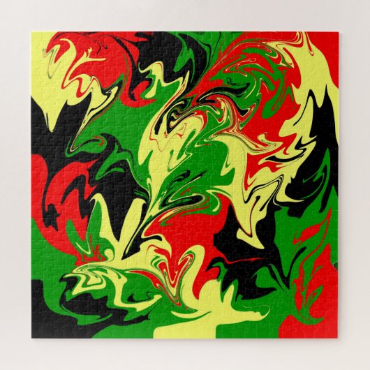 Rood, geel, zwart en groen legpuzzel (Horizontaal)