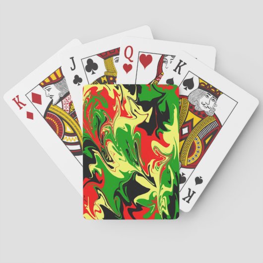 Rood, geel, zwart en groen pokerkaarten (Achterkant)