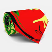 Rood, geel, zwart en groen stropdas (Opgerold)