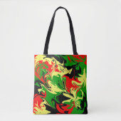 Rood, geel, zwart en groen tote bag (Voorkant)