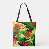 Rood, geel, zwart en groen tote bag (Achterkant)