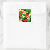 Rood, geel, zwart en groen vierkante sticker (Tas)
