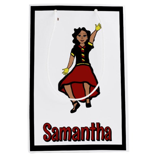 Rood Geel Zwart Gelaagde Danser #2 Medium Cadeauzakje (Voorkant)