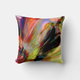 Rood, geel, zwart, surrealistisch gloedontwerp kussen