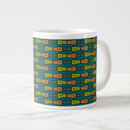 Rood, geel, zwart, tribaal op Blauwgroen; Jumbo-Mo Grote Koffiekop