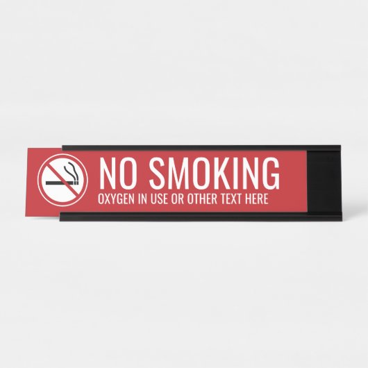 Rood - Geen rookwaarschuwing Desk Name Bord Bureau Naambordje (Voorkant)