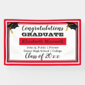 Rood | Gefeliciteerd Afstuderen Afstuderen Spandoek (Horizontaal)