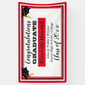 Rood | Gefeliciteerd Afstuderen Afstuderen Spandoek (Verticaal)