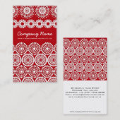 Rood gehaakte kantbloemen Visitekaartje (Voorkant / Achterkant)