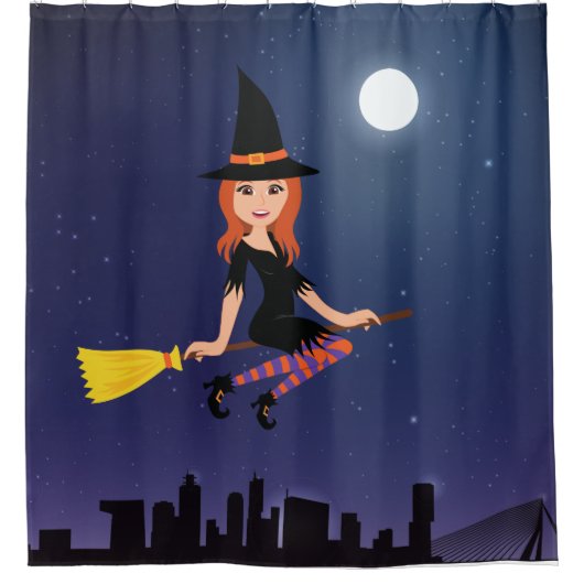 Rood-geharreld-heksengordijn Douchegordijn (Voorkant)