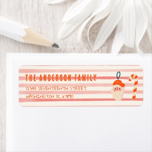 Rood Geïllustreerd Kerst Doddle Adres Etiket (Insitu)