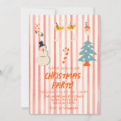  rood geïllustreerd kerstfeest gestreept kaart (Voorkant)
