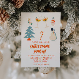  Rood Geïllustreerd Leuk Kerstfeest Trendy Kaart