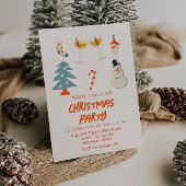  Rood Geïllustreerd Leuk Kerstfeest Trendy Kaart