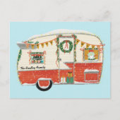 Rood geïllustreerde  trailer feestdagenkaart (Voorkant)