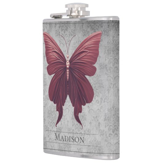 Rood gejuwelde vlinderfles heupfles (Links)