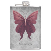 Rood gejuwelde vlinderfles heupfles (Voorkant)