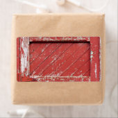 Rood gekleurde houten scheurdeur etiket (Insitu)