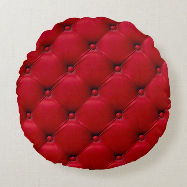 Rood geknoopte textuur: herhalend patroon. rond kussen (Voorkant)