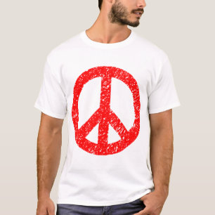 Rood gekraakt vredesymbool t-shirt