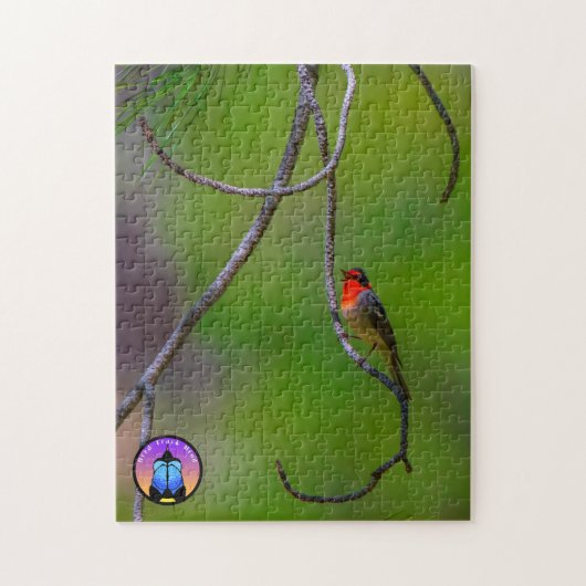 Rood-gelaatste Warbler Jigzaag Puzzle Legpuzzel (Verticaal)