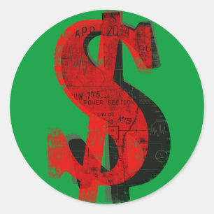 Rood geld ronde sticker