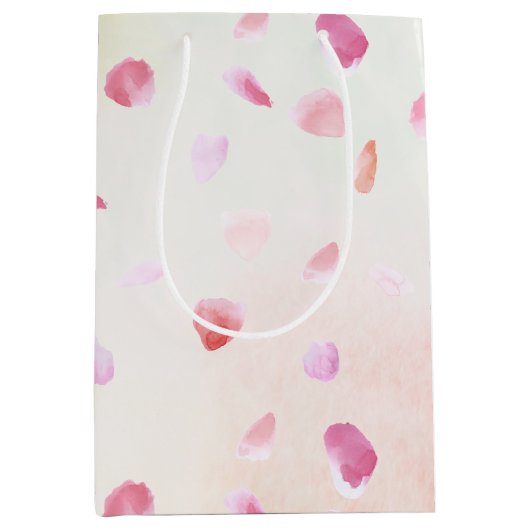 Rood gele bleekroze Roos Petals Medium Cadeauzakje (Voorkant)