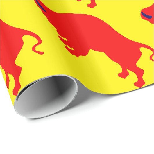 Rood gele bulgpapier cadeaupapier (Rol Hoek)