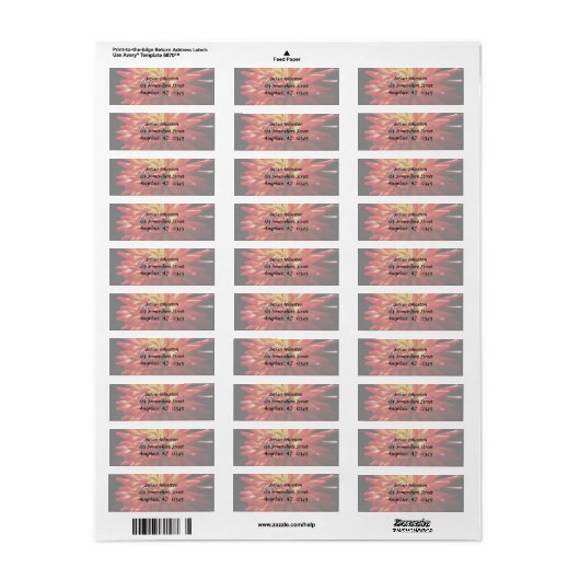 Rood gele Dahlia Adres label (Full Sheet)