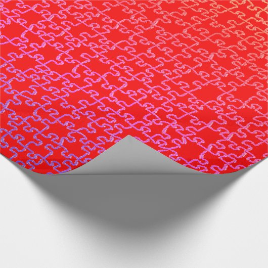 Rood gele puzzel omslagpapier cadeaupapier (Hoek)