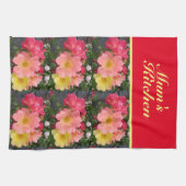 Rood gele rozen Roos Bloembloem Theedoek (Horizontaal)