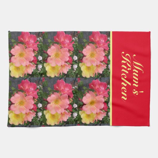 Rood gele rozen Roos Bloembloem Theedoek (Horizontaal)