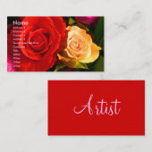 Rood gele rozenartistiek Visitekaartje (Voorkant / Achterkant)