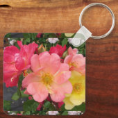 Rood gele rozenbloem Rozen Kernring Sleutelhanger (Achterkant)