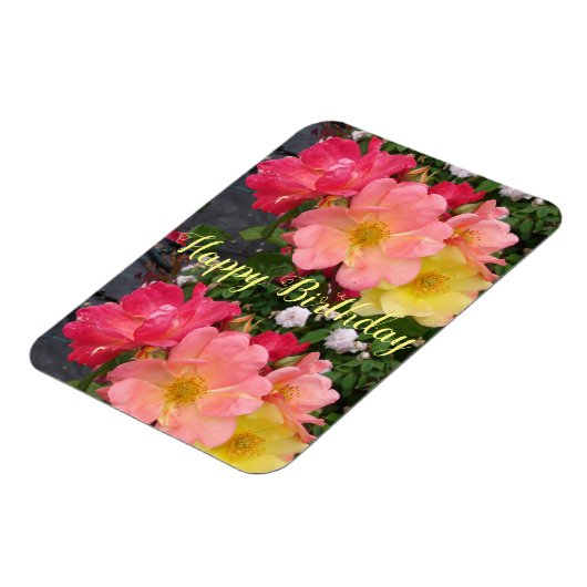 Rood gele rozenbloem Vloeiende Rozen Magneet (Linkerzijde)