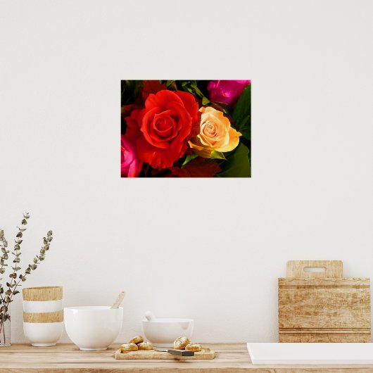 Rood gele rozenPoster Poster (Keuken)
