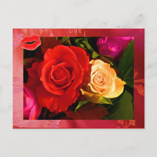 Rood gele rozenrood II Briefkaart (Voorkant)