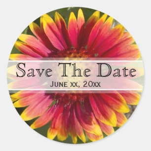 Rood gele Sticker met bloemen bloemen