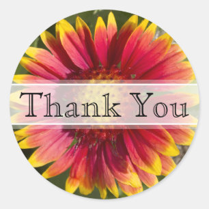 Rood gele Sticker met bloemen bloemen